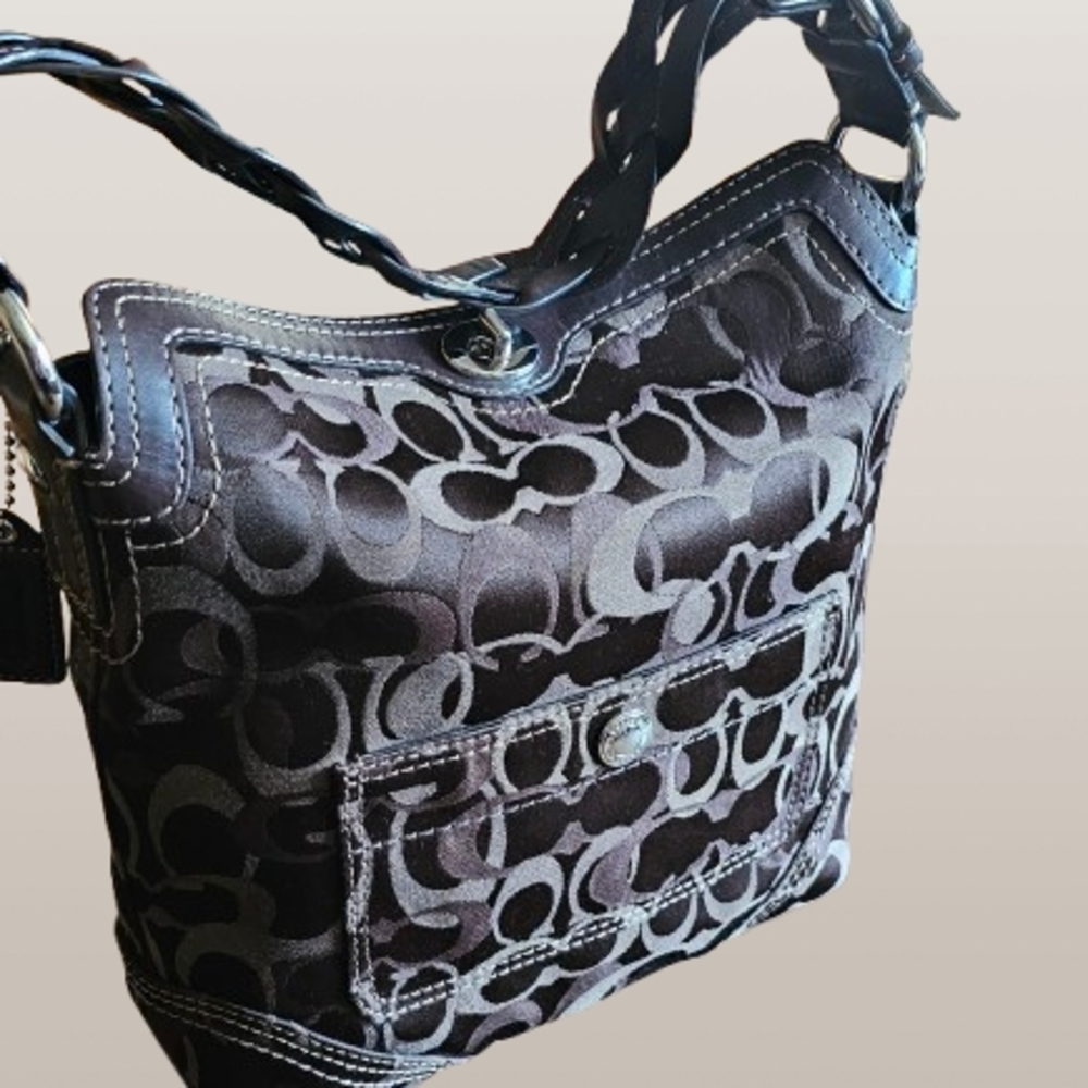 Coach Chelsea Signature Optic Hobo Shoulder Bag E0771-10990 Chocolate Brown Logo